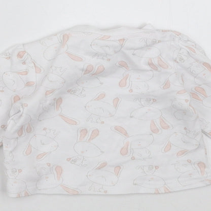 Watch Me Grow Girls White   Basic T-Shirt Size 3-6 Months  - rabbits