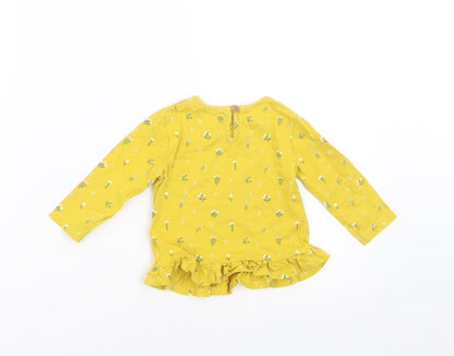 Mini Club Girls Yellow Floral  Basic T-Shirt Size 6-9 Months