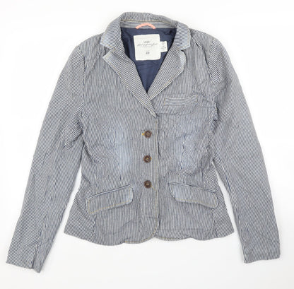 H&M Womens Blue Striped  Jacket Blazer Size 10
