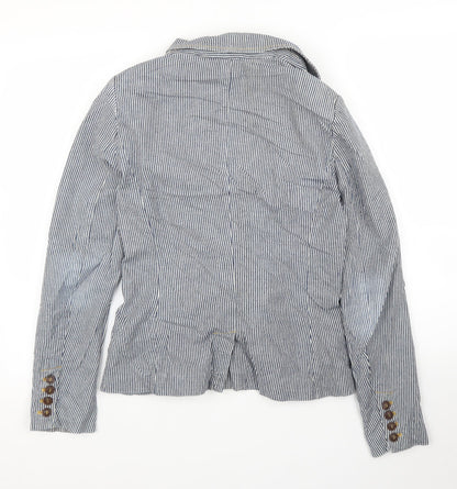 H&M Womens Blue Striped  Jacket Blazer Size 10