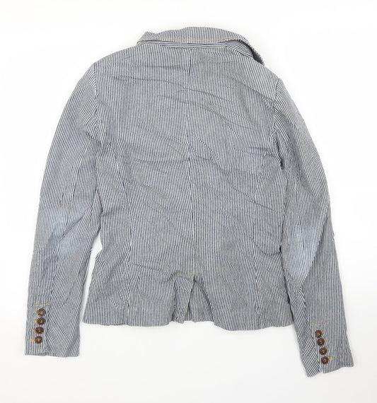 H&M Womens Blue Striped  Jacket Blazer Size 10