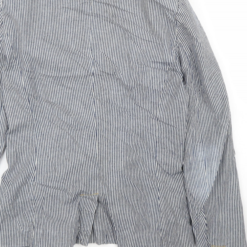 H&M Womens Blue Striped  Jacket Blazer Size 10