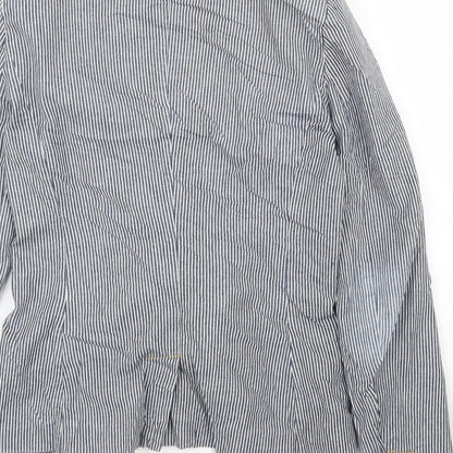H&M Womens Blue Striped  Jacket Blazer Size 10