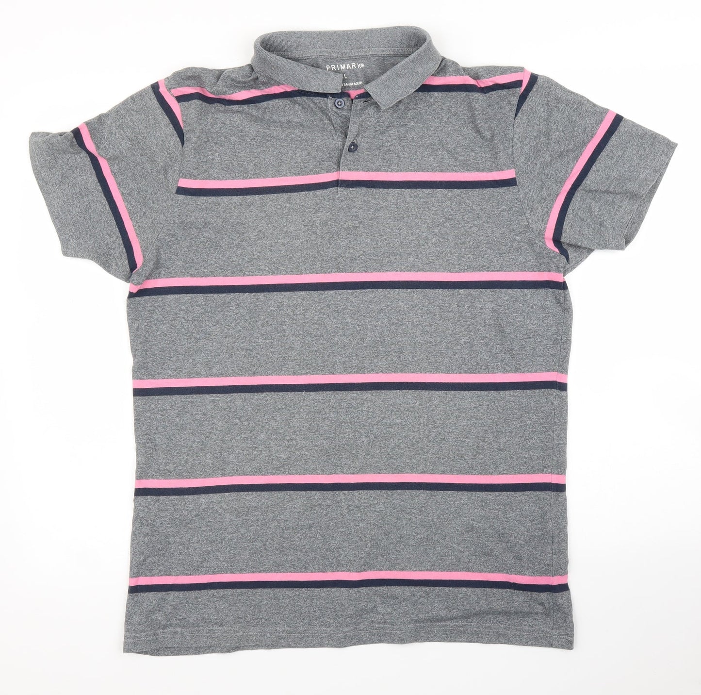 Primark Mens Grey Striped   Button-Up Size L