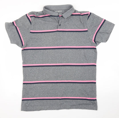Primark Mens Grey Striped   Button-Up Size L