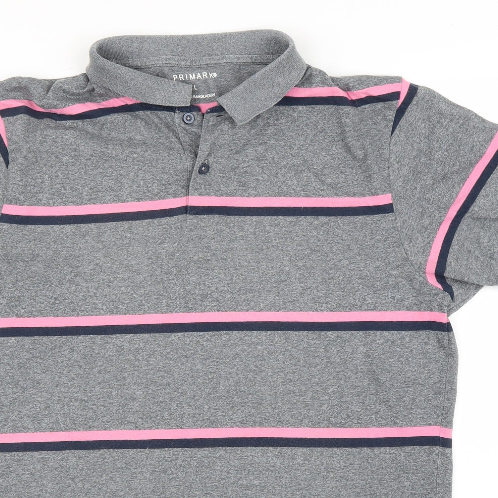 Primark Mens Grey Striped   Button-Up Size L