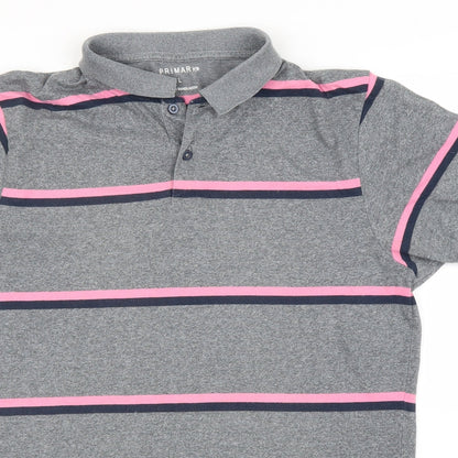 Primark Mens Grey Striped   Button-Up Size L