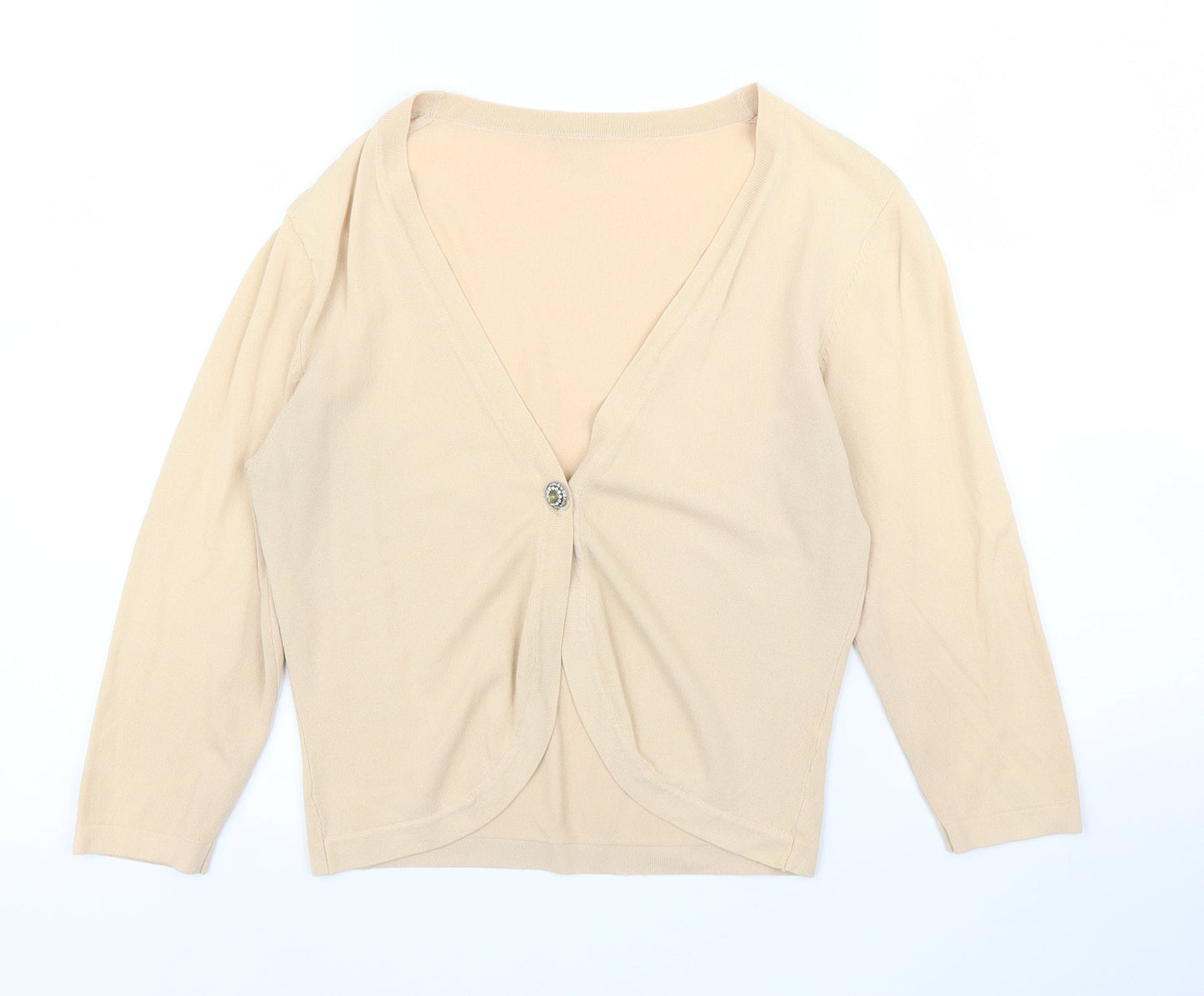 Womens UK Size M Preworn Beige Cardigan Jumper