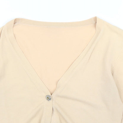 Womens UK Size M Preworn Beige Cardigan Jumper