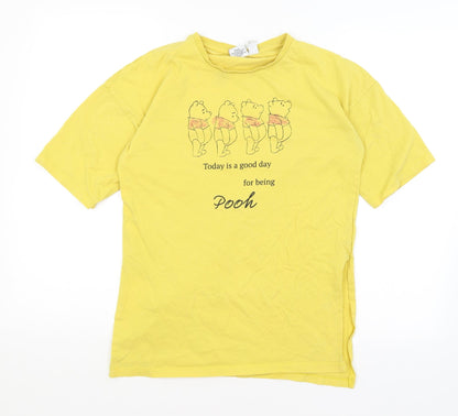 Womens UK Size 2XS Disney Yellow Basic T-Shirt