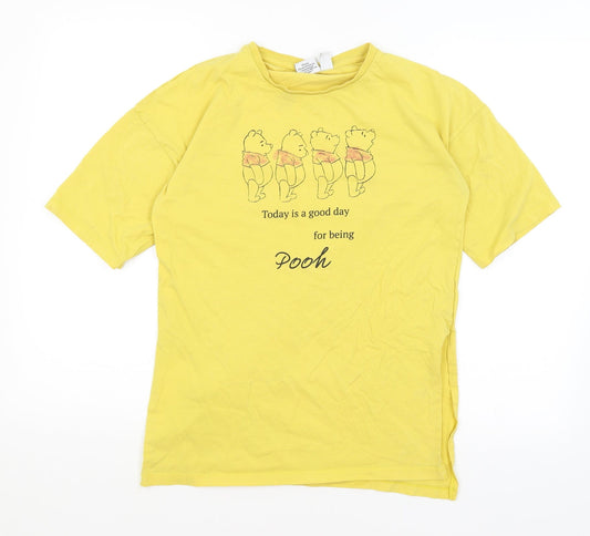 Womens UK Size 2XS Disney Yellow Basic T-Shirt