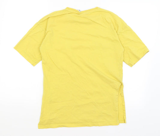 Womens UK Size 2XS Disney Yellow Basic T-Shirt