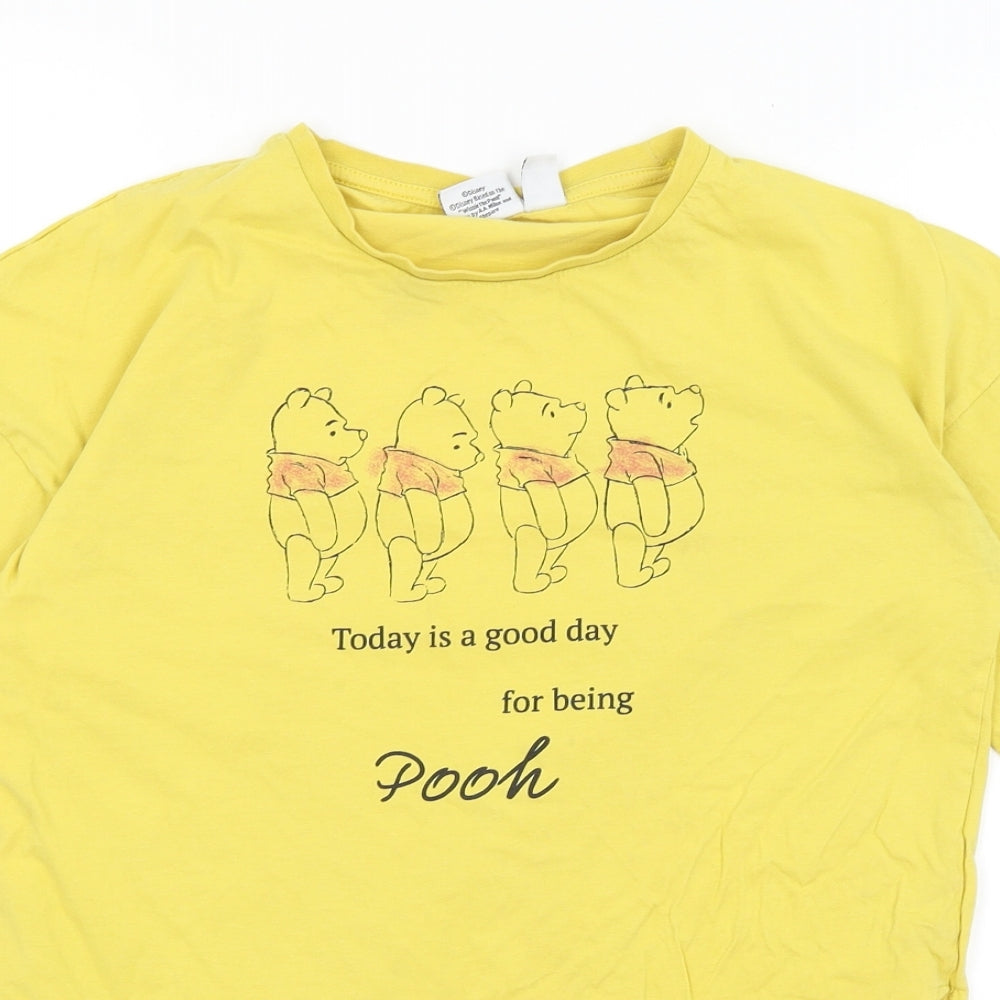 Womens UK Size 2XS Disney Yellow Basic T-Shirt