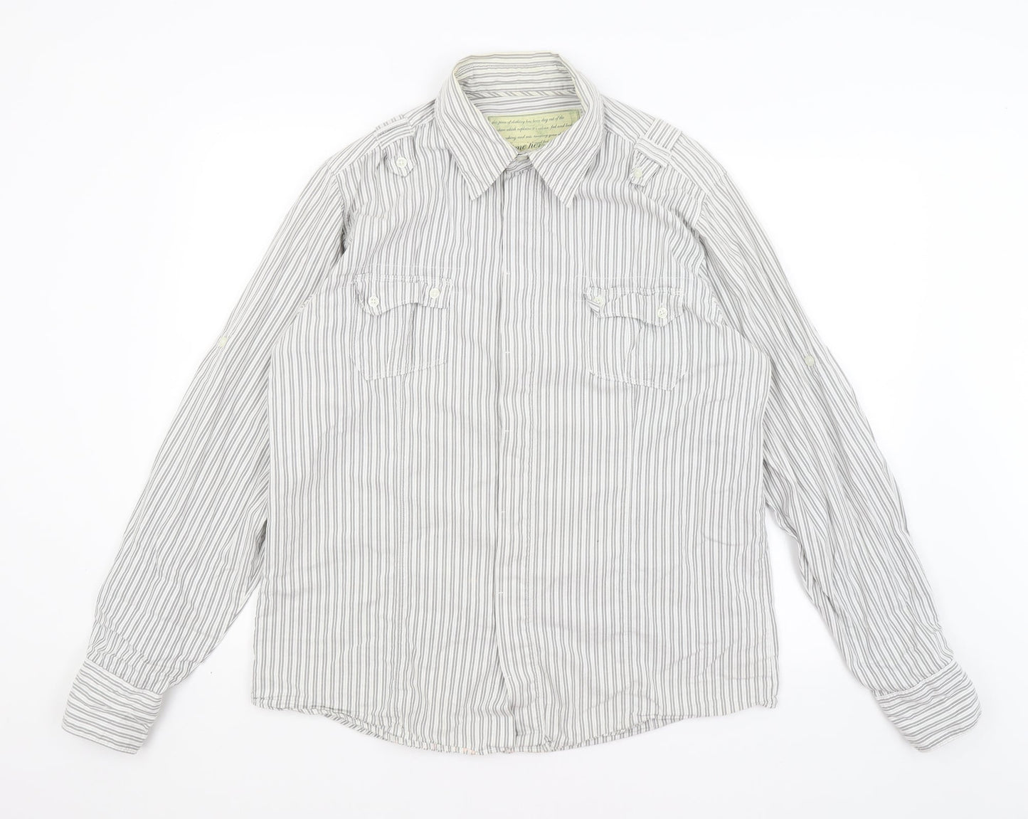 Mens UK Size XL Preworn Grey  Button-Up Long Sleeve Casual Shirt