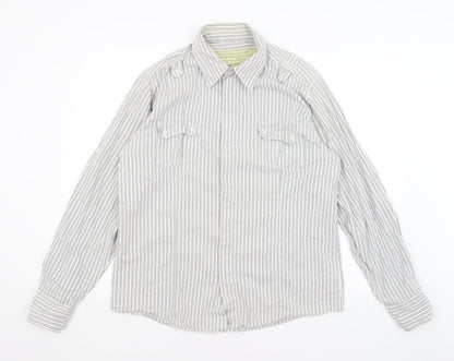 Mens UK Size XL Preworn Grey  Button-Up Long Sleeve Casual Shirt