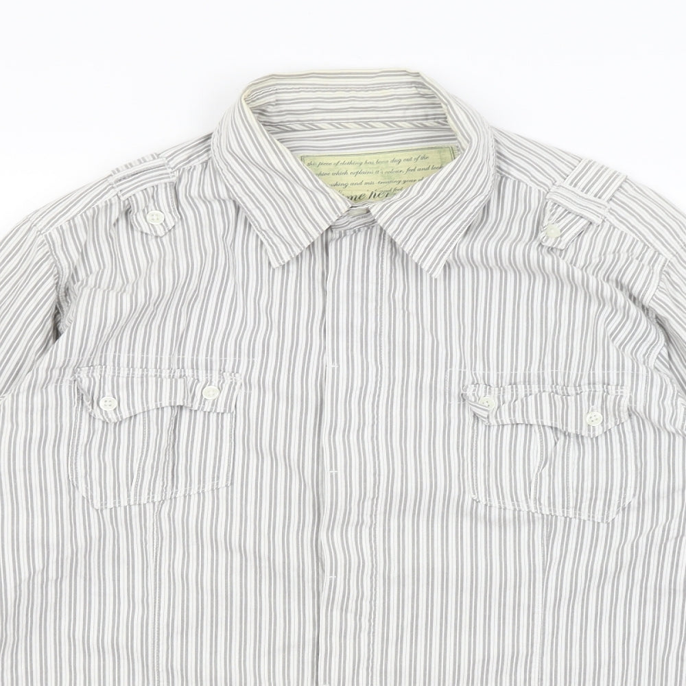 Mens UK Size XL Preworn Grey  Button-Up Long Sleeve Casual Shirt