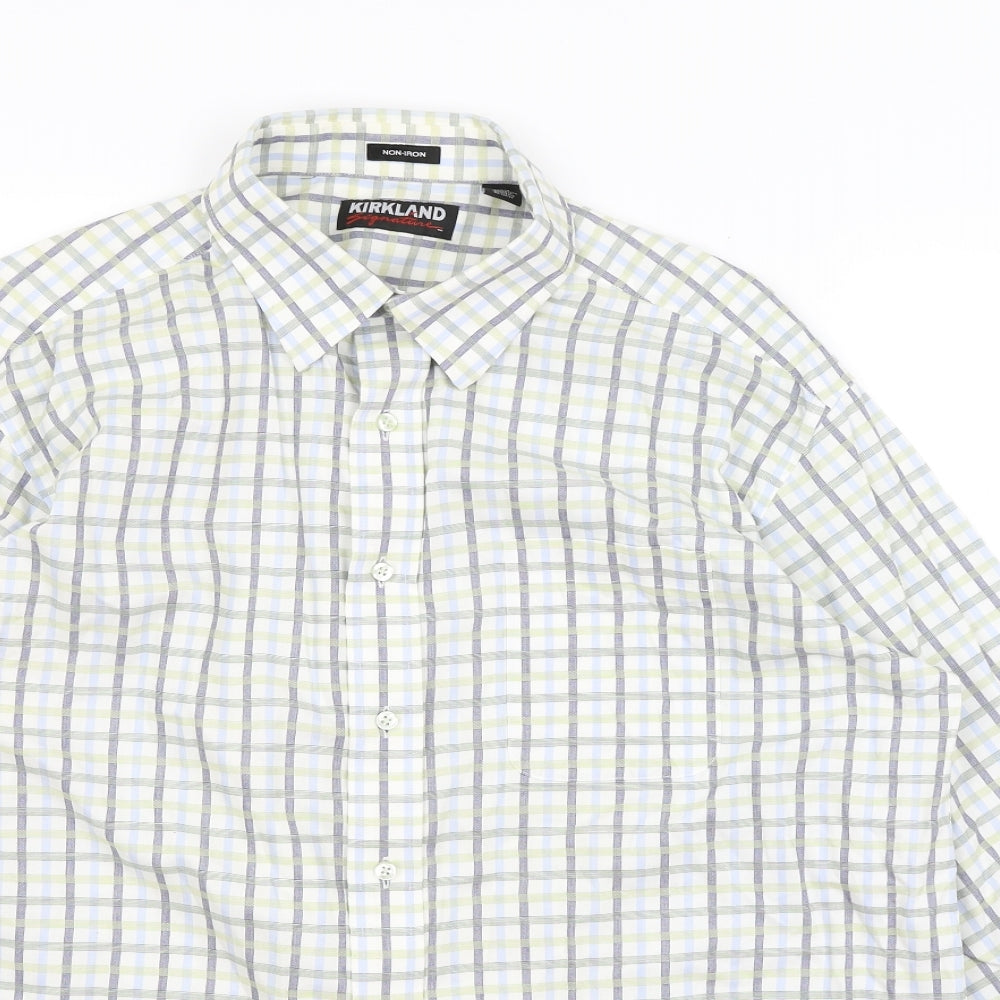 Mens UK Size L Kirkland White  Button-Up Long Sleeve Casual Shirt