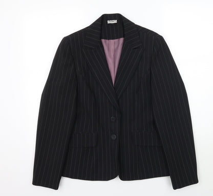 Select Womens Black Striped  Jacket Blazer Size 12