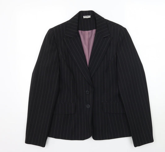 Select Womens Black Striped  Jacket Blazer Size 12
