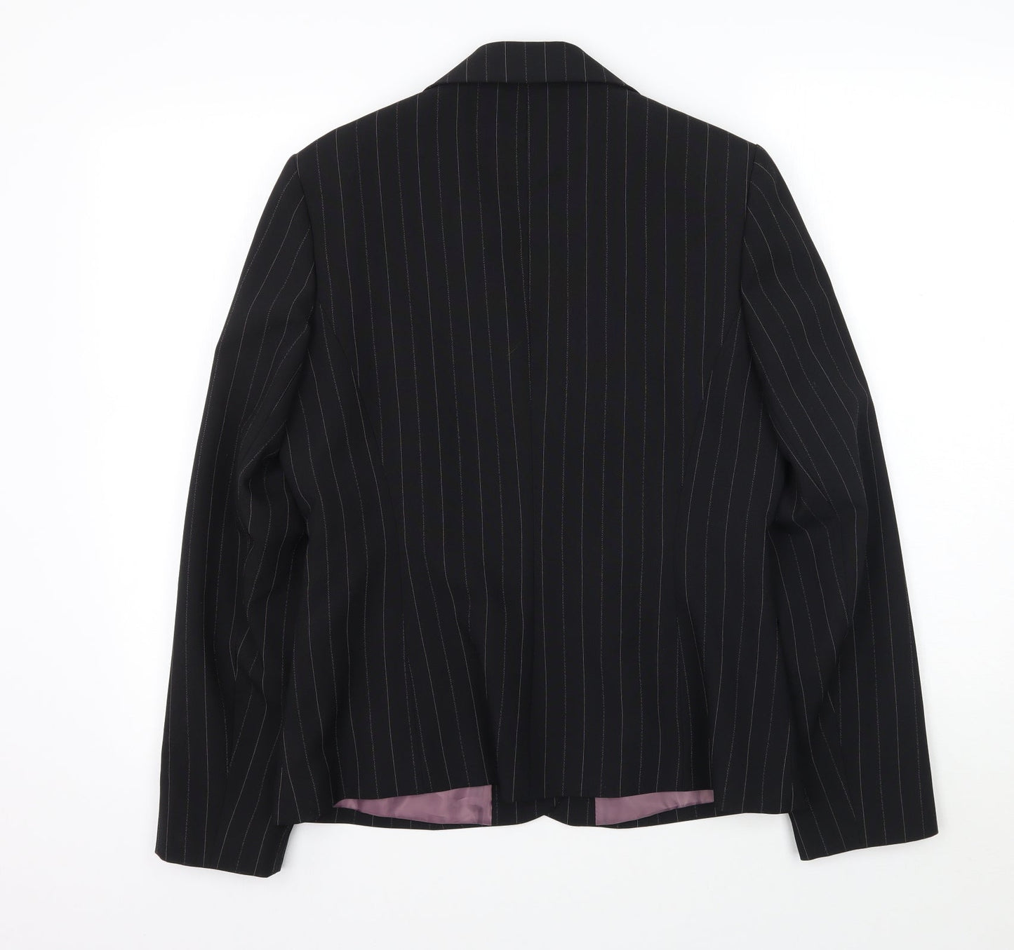 Select Womens Black Striped  Jacket Blazer Size 12