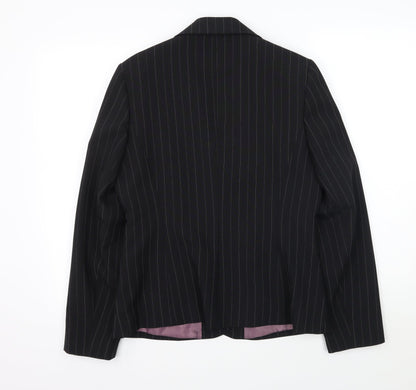 Select Womens Black Striped  Jacket Blazer Size 12
