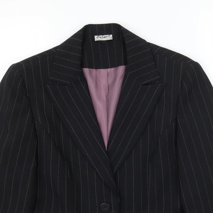 Select Womens Black Striped  Jacket Blazer Size 12