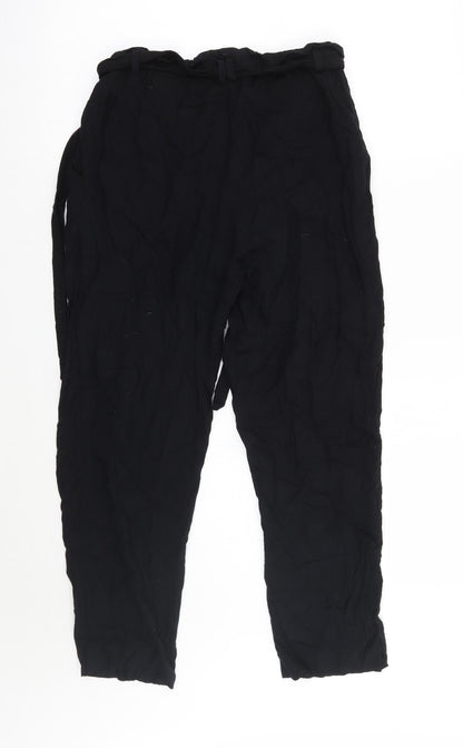 Womens UK Size 4 H&M Regular Fit Cropped Black Trousers