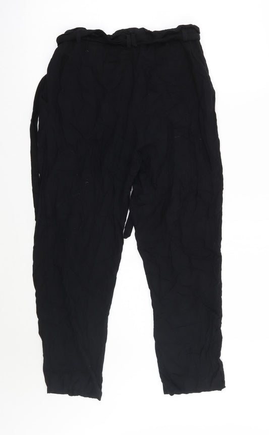 Womens UK Size 4 H&M Regular Fit Cropped Black Trousers