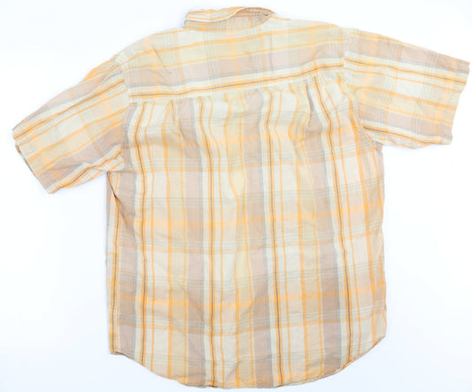 Waste monde Mens Orange Check   Button-Up Size XL