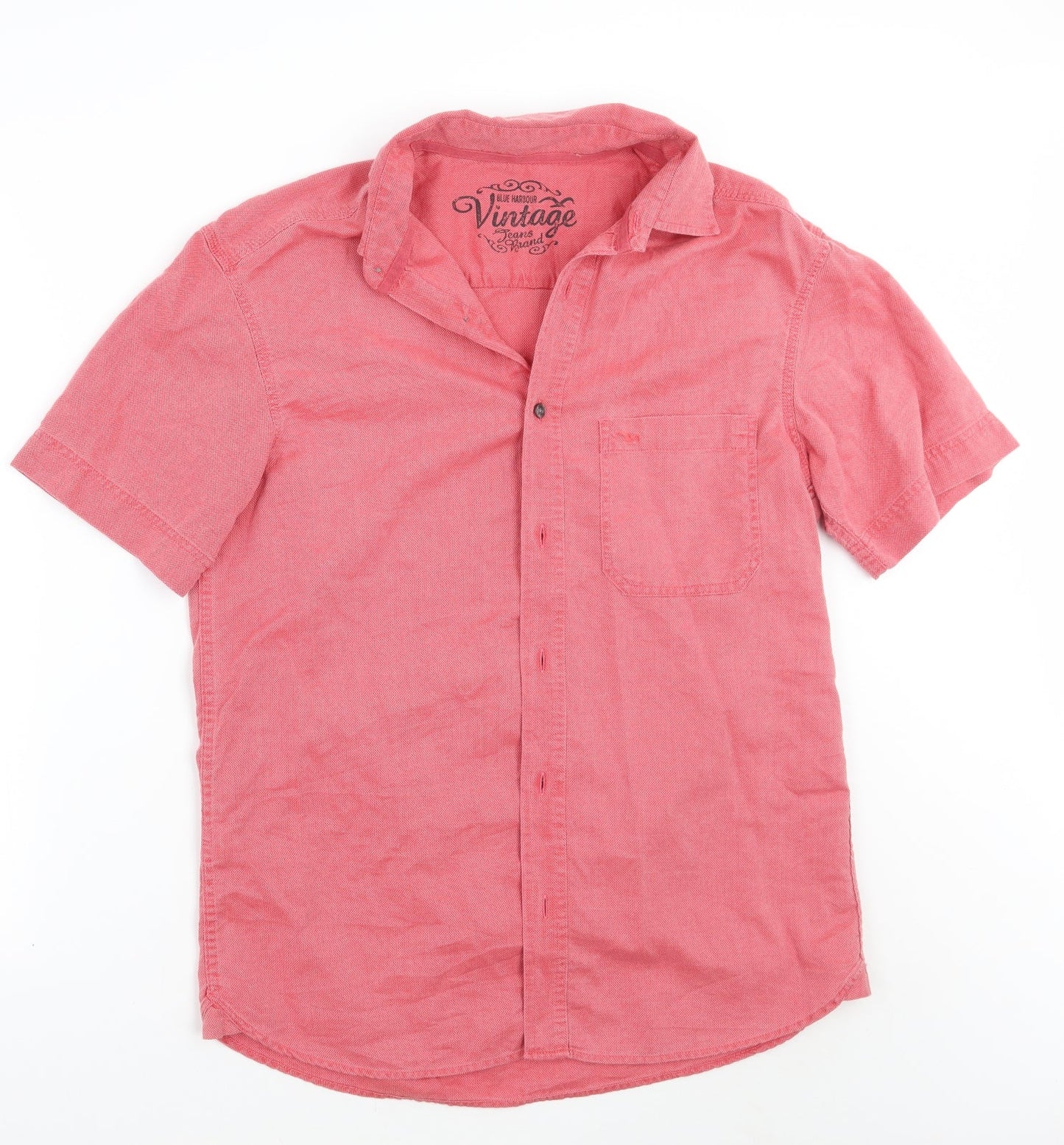 Mens UK Size S Marks and Spencer Red  Button-Up Long Sleeve Casual Shirt