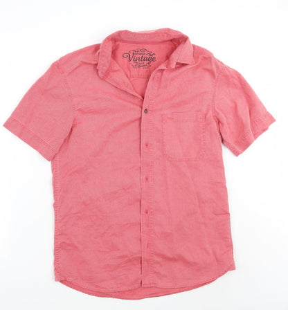 Mens UK Size S Marks and Spencer Red  Button-Up Long Sleeve Casual Shirt