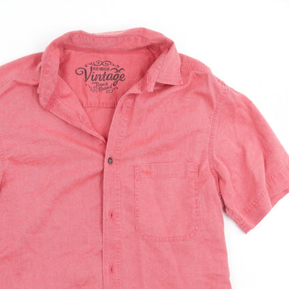 Mens UK Size S Marks and Spencer Red  Button-Up Long Sleeve Casual Shirt