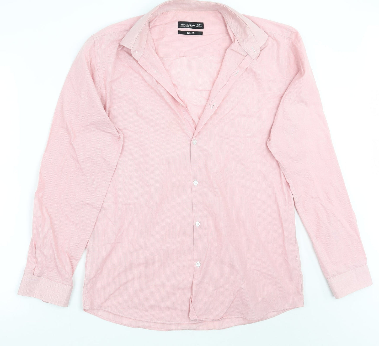 Mens UK Size 15.5 Cedar Wood State Pink  Button-Up Long Sleeve Casual Shirt