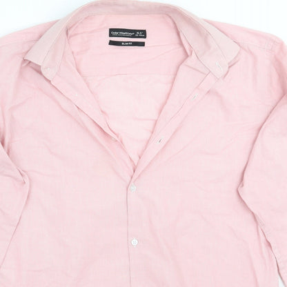 Mens UK Size 15.5 Cedar Wood State Pink  Button-Up Long Sleeve Casual Shirt