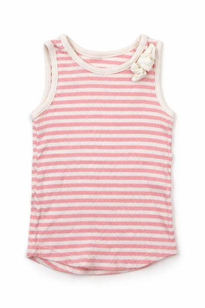 Matalan Girls Pink Striped  Basic Tank Size 12-18 Months