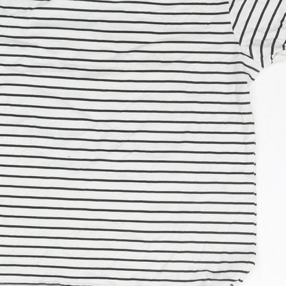 Primark Girls White Striped  Basic T-Shirt Size 12-13 Years  - shiny details