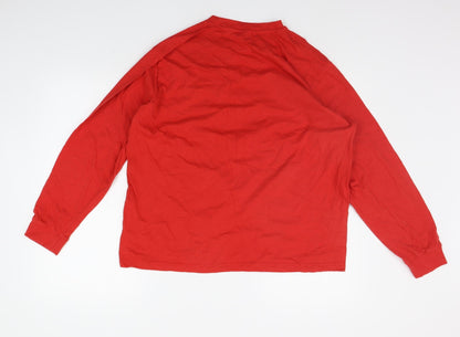 B&M Mens Red Solid   Pyjama Set Size L