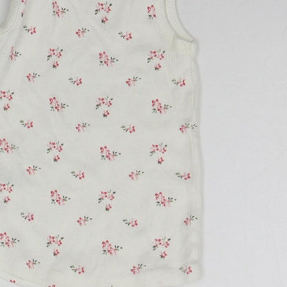 Matalan Baby White Floral  Basic Tank Size 12-18 Months