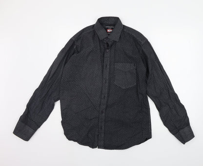 Mens UK Size 16.5 Hawkins & jenkins Black  Button-Up Long Sleeve Casual Shirt