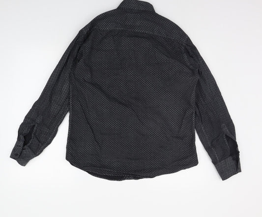 Mens UK Size 16.5 Hawkins & jenkins Black  Button-Up Long Sleeve Casual Shirt