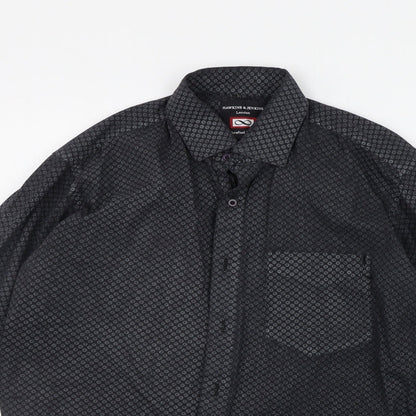 Mens UK Size 16.5 Hawkins & jenkins Black  Button-Up Long Sleeve Casual Shirt