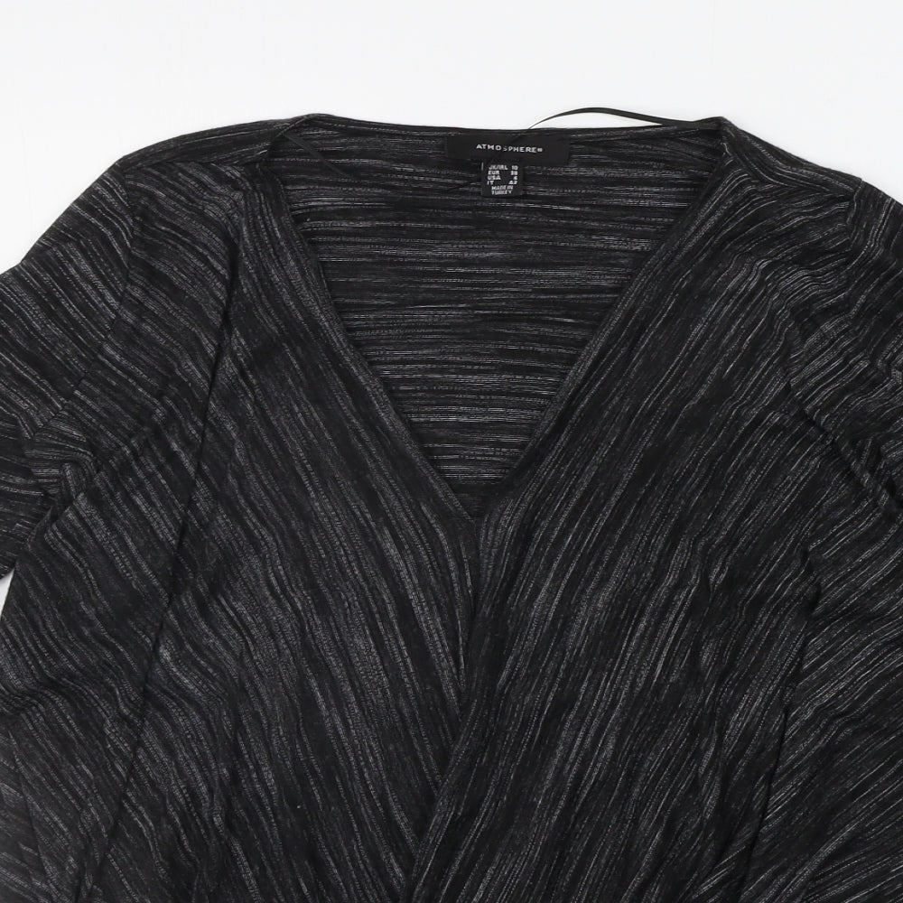 Womens UK Size 10 Atmosphere Black Basic T-Shirt