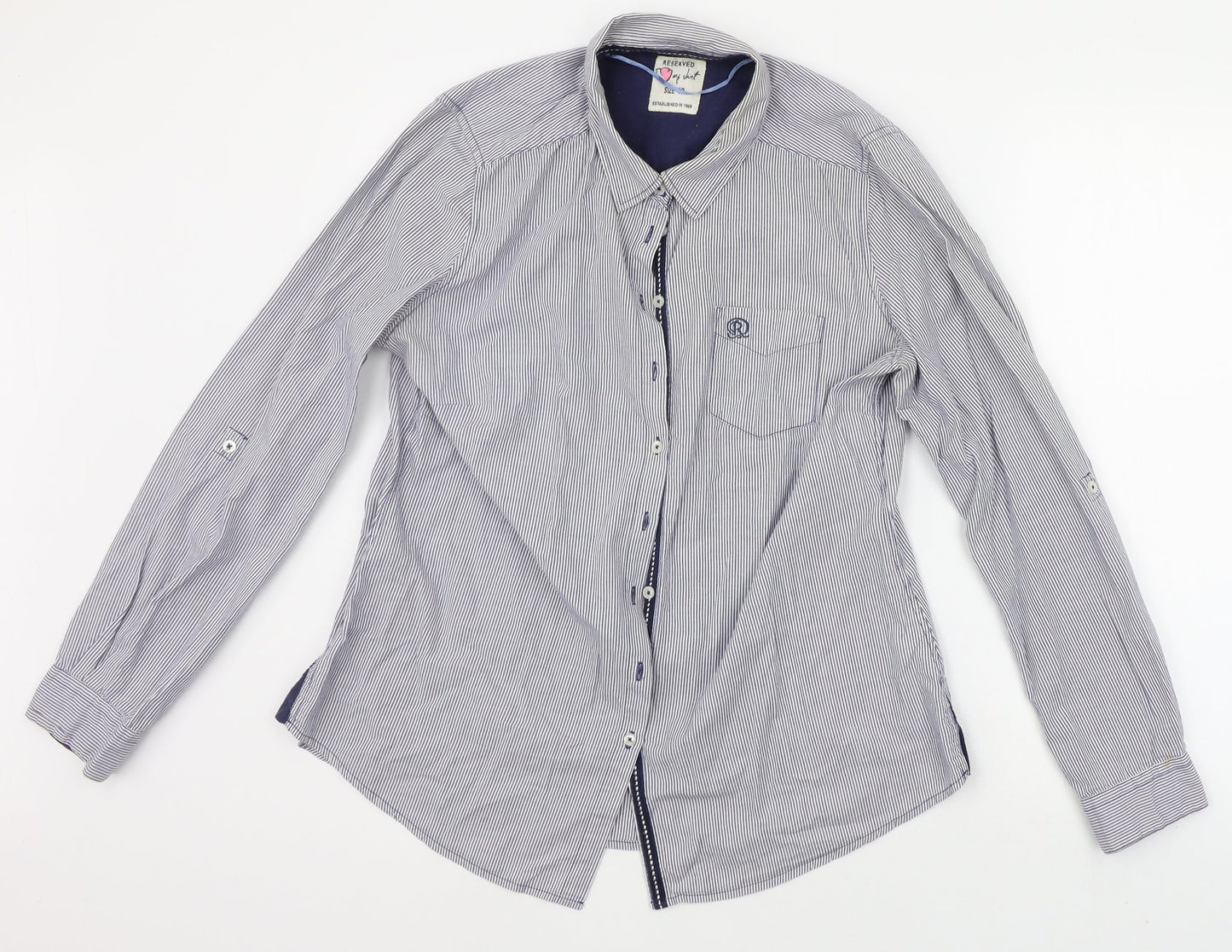 RESERVED Mens Blue Striped   Button-Up Size 14