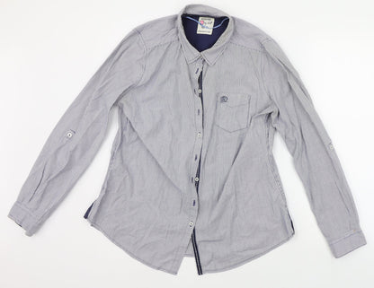 RESERVED Mens Blue Striped   Button-Up Size 14