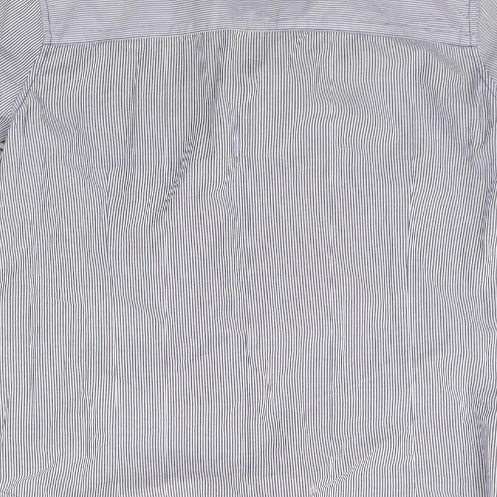 RESERVED Mens Blue Striped   Button-Up Size 14