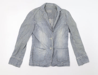 Marks and Spencer Womens Blue Striped  Jacket  Size 8