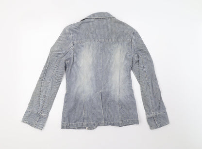 Marks and Spencer Womens Blue Striped  Jacket  Size 8