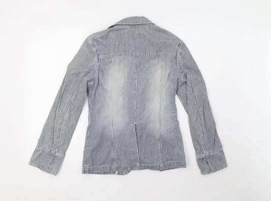 Marks and Spencer Womens Blue Striped  Jacket  Size 8
