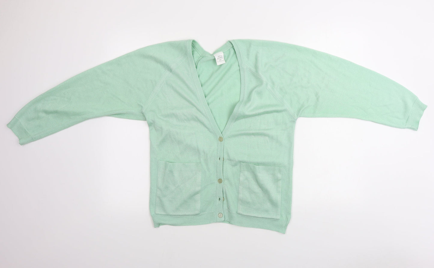 Womens UK Size 12 Preworn Green Cardigan Jumper