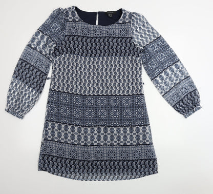 Atmosphere  Womens Blue Geometric  A-Line  Size 10
